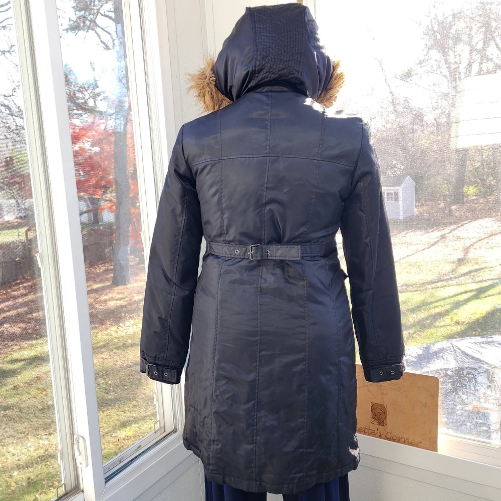 Weather Vane Black Waterproof Faux Fur Trim Hood Utility Insulated Down Coat - Picture 4 of 16